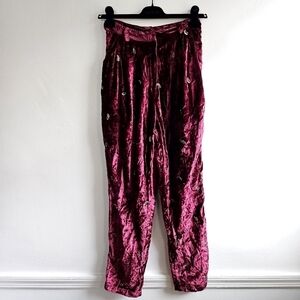New Rococo Sand Velvet Embroidered Burgundy Pants NWT Size Small